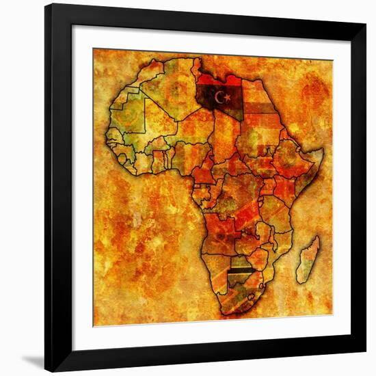 Libya on Actual Map of Africa-michal812-Framed Art Print