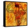 Libya on Actual Map of Africa-michal812-Framed Stretched Canvas