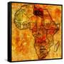 Libya on Actual Map of Africa-michal812-Framed Stretched Canvas