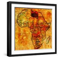 Libya on Actual Map of Africa-michal812-Framed Art Print