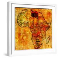 Libya on Actual Map of Africa-michal812-Framed Art Print