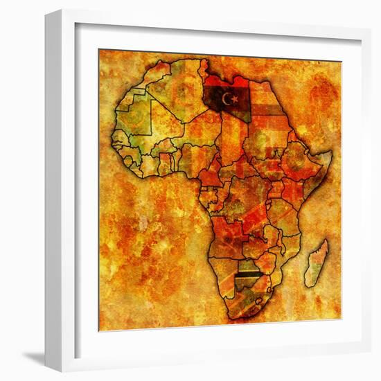 Libya on Actual Map of Africa-michal812-Framed Art Print