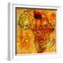 Libya on Actual Map of Africa-michal812-Framed Art Print