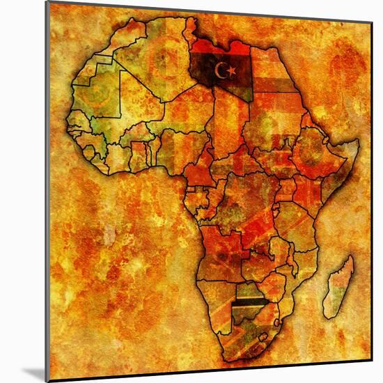 Libya on Actual Map of Africa-michal812-Mounted Art Print