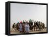 Libyan Camel Riders Holding Flags of Arab Countries Gather to Perform at Sirte Airport-null-Framed Stretched Canvas