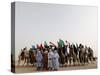 Libyan Camel Riders Holding Flags of Arab Countries Gather to Perform at Sirte Airport-null-Stretched Canvas