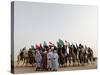 Libyan Camel Riders Holding Flags of Arab Countries Gather to Perform at Sirte Airport-null-Stretched Canvas