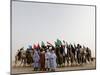 Libyan Camel Riders Holding Flags of Arab Countries Gather to Perform at Sirte Airport-null-Mounted Photographic Print