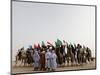 Libyan Camel Riders Holding Flags of Arab Countries Gather to Perform at Sirte Airport-null-Mounted Photographic Print