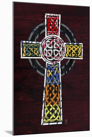 License Plate Art Celtic Cross-Design Turnpike-Mounted Giclee Print