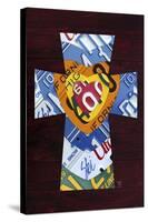 License Plate Art Heart Cross-Design Turnpike-Stretched Canvas