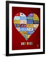 License Plate Art Heart-Design Turnpike-Framed Premium Giclee Print