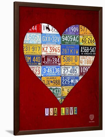 License Plate Art Heart-Design Turnpike-Framed Giclee Print