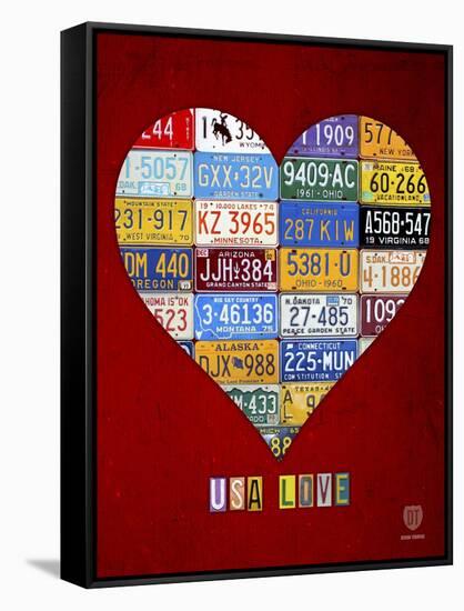 License Plate Art Heart-Design Turnpike-Framed Stretched Canvas