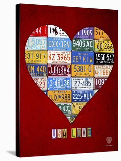 License Plate Art Heart-Design Turnpike-Stretched Canvas