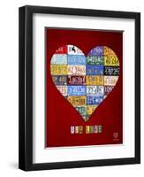 License Plate Art Heart-Design Turnpike-Framed Premium Giclee Print