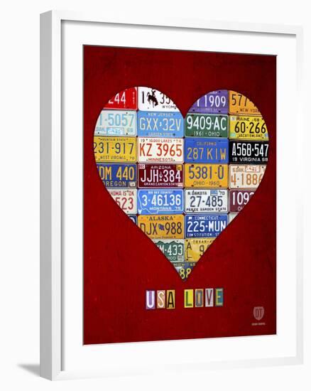 License Plate Art Heart-Design Turnpike-Framed Giclee Print