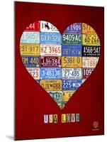 License Plate Art Heart-Design Turnpike-Mounted Giclee Print