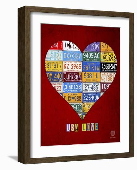 License Plate Art Heart-Design Turnpike-Framed Giclee Print