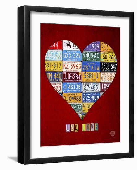 License Plate Art Heart-Design Turnpike-Framed Giclee Print