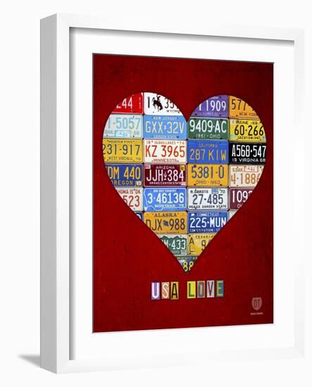 License Plate Art Heart-Design Turnpike-Framed Giclee Print