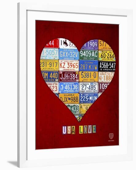 License Plate Art Heart-Design Turnpike-Framed Giclee Print