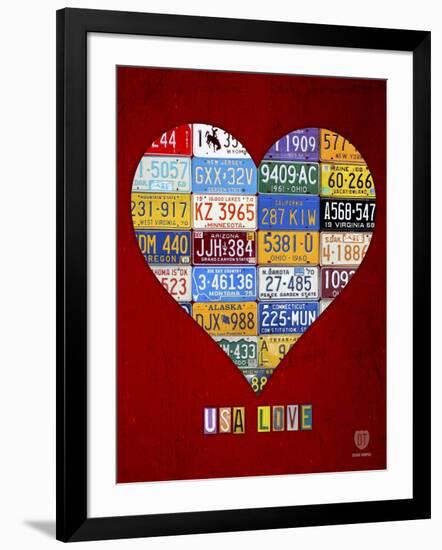 License Plate Art Heart-Design Turnpike-Framed Giclee Print