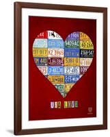 License Plate Art Heart-Design Turnpike-Framed Giclee Print