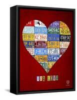 License Plate Art Heart-Design Turnpike-Framed Stretched Canvas