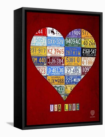 License Plate Art Heart-Design Turnpike-Framed Stretched Canvas