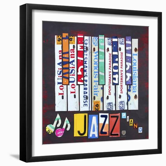 License Plate Art Jazz Series Piano-Design Turnpike-Framed Giclee Print