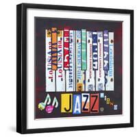 License Plate Art Jazz Series Piano-Design Turnpike-Framed Giclee Print