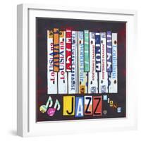 License Plate Art Jazz Series Piano-Design Turnpike-Framed Giclee Print