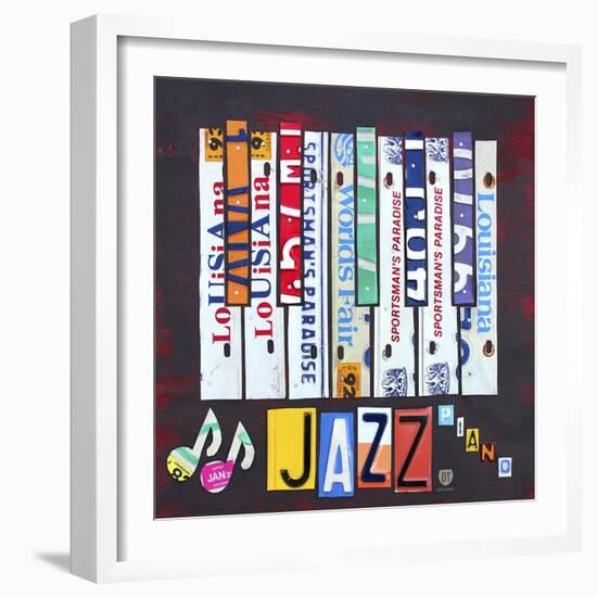 License Plate Art Jazz Series Piano-Design Turnpike-Framed Giclee Print