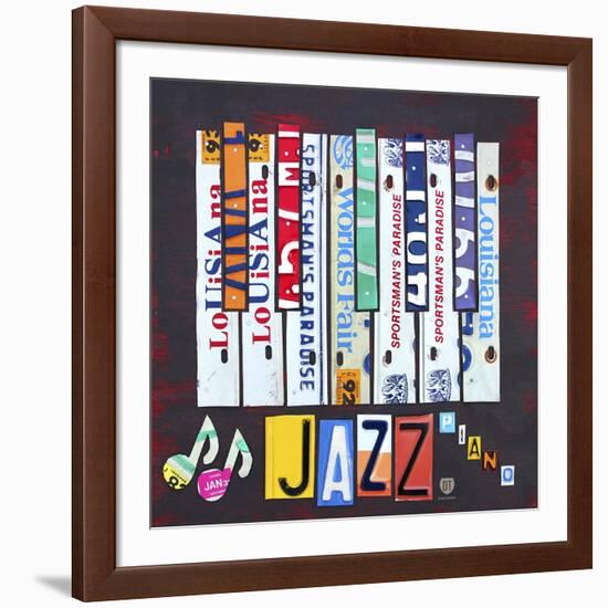 License Plate Art Jazz Series Piano-Design Turnpike-Framed Giclee Print