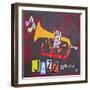 License Plate Art Jazz Series Piano-Design Turnpike-Framed Giclee Print