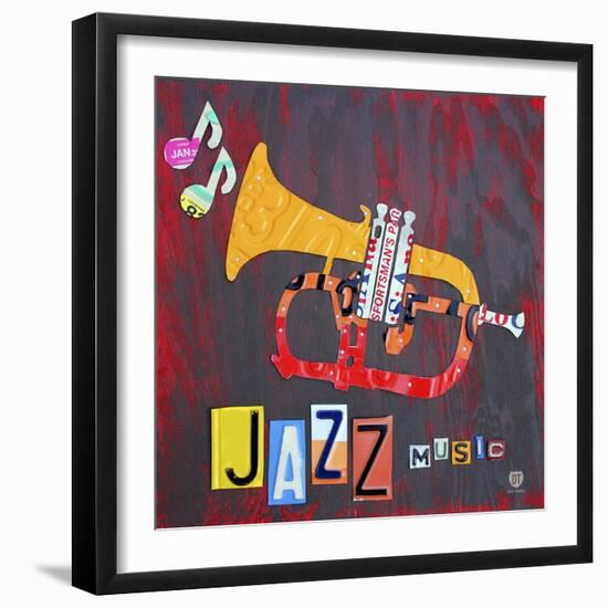 License Plate Art Jazz Series Piano-Design Turnpike-Framed Giclee Print