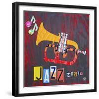 License Plate Art Jazz Series Piano-Design Turnpike-Framed Giclee Print