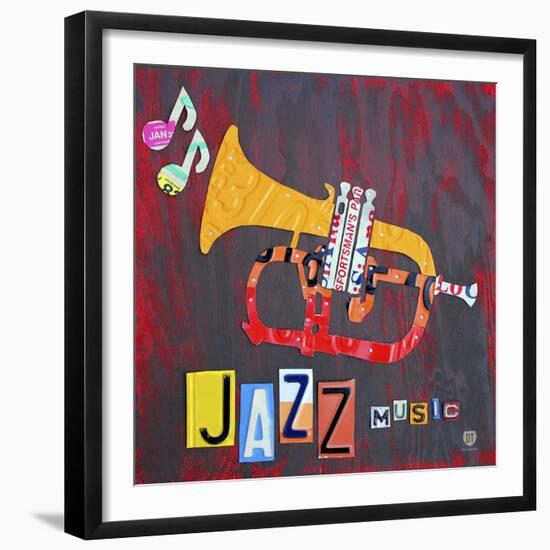 License Plate Art Jazz Series Piano-Design Turnpike-Framed Giclee Print