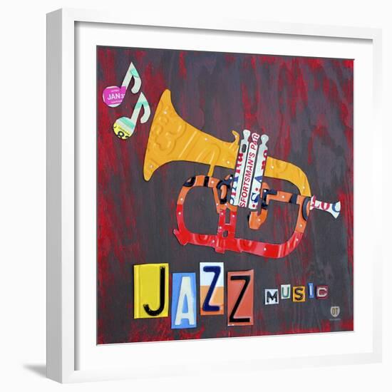 License Plate Art Jazz Series Piano-Design Turnpike-Framed Giclee Print