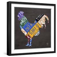 License Plate Art Rooster-Design Turnpike-Framed Giclee Print