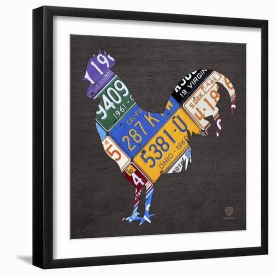 License Plate Art Rooster-Design Turnpike-Framed Giclee Print