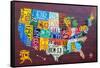 License Plate Map USA Large-Design Turnpike-Framed Stretched Canvas