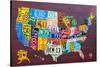 License Plate Map USA Large-Design Turnpike-Stretched Canvas