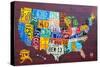 License Plate Map USA Large-Design Turnpike-Stretched Canvas