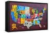 License Plate Map USA Large-Design Turnpike-Framed Stretched Canvas