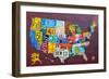 License Plate Map USA Large-Design Turnpike-Framed Premium Giclee Print