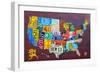 License Plate Map USA Large-Design Turnpike-Framed Premium Giclee Print