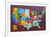 License Plate Map USA Large-Design Turnpike-Framed Giclee Print