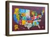 License Plate Map USA Large-Design Turnpike-Framed Giclee Print